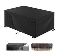 Fundas impermeables para exteriores, tela de buey 600D, 460 x 100 x 85 cm, color negro, resistente al desgarro, resistente al viento, a prueba de rayos UV, ideal para proteger el pelo de jardín, mesa