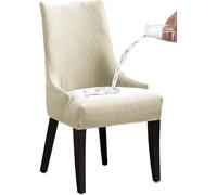 Fundas Impermeables para Sillas De Comedor con Respaldo Alto, 1/2/4/6 Piezas - Fundas Elásticas Y Lavables, Protectores Reutilizables para Cocina, Hogar Y Eventos(Beige,4PCS)