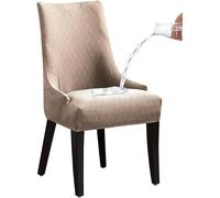 Fundas Impermeables para Sillas De Comedor con Respaldo Alto, 1/2/4/6 Piezas - Fundas Elásticas Y Lavables, Protectores Reutilizables para Cocina, Hogar Y Eventos(Brown,4PCS)