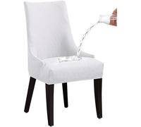 Fundas Impermeables para Sillas De Comedor con Respaldo Alto, 1/2/4/6 Piezas - Fundas Elásticas Y Lavables, Protectores Reutilizables para Cocina, Hogar Y Eventos(White,6PCS)