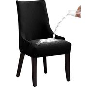 Fundas Impermeables para Sillas De Comedor con Respaldo Alto, 1/2/4/6 Piezas - Fundas Elásticas Y Lavables, Protectores Reutilizables para Cocina, Hogar Y Eventos(Negro,6PCS)