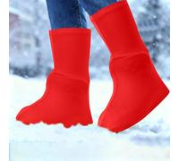 Fundas impermeables reutilizables para zapatos, antideslizantes, antifricción, botas altas de nieve, chanclos para adultos, niños, aventura al aire libre (rojo)