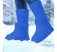Fundas impermeables reutilizables para zapatos, antideslizantes, antifricción, botas altas de nieve, chanclas, cubrezapatos para adultos, niños, aventura al aire libre (azul)