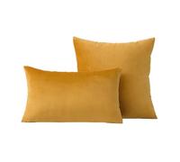 Fundas Macizas para Cojines, Set of 2 Pillow Covers Decorativas de Terciopelo, Fundas para Almohada Blandas con Cremallera (Gold)