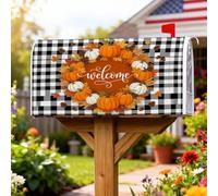 Fundas magnéticas para buzón de calabazas, corona rústica de calabaza, color naranja, protector de correos para decoración de jardín al aire libre, patio, 45,7 x 53,3 cm