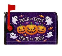 Fundas magnéticas para buzón, diseño de calabazas, fantasma, caramelos, Halloween, violeta, para decoración del hogar, jardín, 45,7 x 53,3 cm