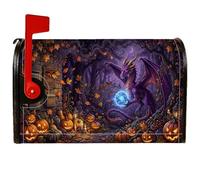 Fundas magnéticas para buzón, diseño de dragón, calabazas y hojas de Halloween, color violeta, para exteriores, decoración de jardín, patio, 45,7 x 53,3 cm