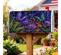 Fundas magnéticas para buzón, diseño de mariposas, flores vibrantes, helecho, primavera, violeta, para decoración de patio delantero, 18 x 21 pulgadas
