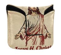 Fundas magnéticas para cabeza de putter, para mazos y cuadrados, de piel sintética, impermeable, Jesús H. Christ!
