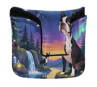 Fundas magnéticas para palos de golf Boston Terrier Howling at The Moon para la mayoría de marcas de piel sintética impermeable