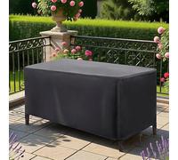 Fundas Muebles Jardin Exterior Impermeable Funda Para Mesa Exterior, 135x90x75cm / LxWxH Fundas Rectangulares para Mesas con 4 Hebillas Resistentes al Viento, para sillas de mesa de comedor - Negro