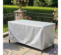 Fundas Muebles Jardin Exterior Impermeable Funda Para Mesa Exterior, 210x90x30cm / LxWxH Fundas Rectangulares para Mesas con 4 Hebillas Resistentes al Viento, para sillas de mesa de comedor - Plata