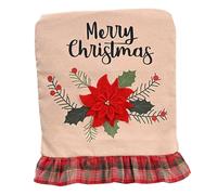 Fundas navideñas festivas para sillas con diseño de flores rojas. Fundas extraíbles y lavables para