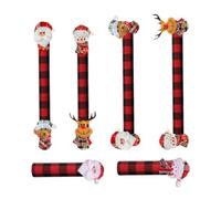 Fundas Navideñas Para Tiradores De Puerta de Peluche Pomos | Protector Tirador Puerta Frigorífico Armario lavavajillas microondas horno casa cocina Tipo F-juego de piezas