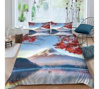 Fundas Nordica 160x200 Monte Fuji Impresión 3D Funda Edredon Lagos 3 Piezas Funda Nórdica Microfibra con Cremallera y 2 Fundas Almohada 50x75 428-D