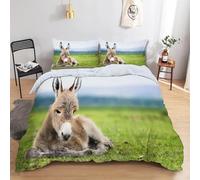 Fundas Nordica Cama 105 Burro 3D Funda Edredón 180x220 cm Burro y 2 Fundas de Almohada 50x75cm con Cremallera, Juego de Ropa de Cama 3 Piezas de Microfibra Hipoalergénica C-1621
