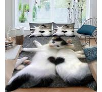 Fundas Nordica Cama 105 Gatos Adorables Impresión 3D Funda de Edredón Camino Funda Nórdica Microfibra Suave 160x200 cm y 2 Fundas Almohada 50x75 cm j-3644