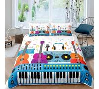 Fundas Nordica Cama 105 Piano Impresión 3D Funda de Edredón Música Funda Nórdica Microfibra Suave 200x200 y 2 Fundas Almohada 50x75 b-712