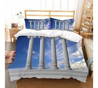 Fundas Nordica Cama 120 Pilar Antiguo Impresión Suave 3D Funda de Edredón Arquitectura Retro Funda Nórdica Microfibra con Cremallera 200x200 y 2 Fundas Almohada 50x75 2260-A