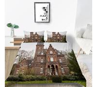 Fundas Nordica Cama 135/150 Arquitectura Castillo Antiguo Impresión Suave 3D Funda de Edredón Estilo Francés Funda Nórdica Microfibra con Cremallera 220x240 y 2 Fundas Almohada 50x75 1403-A