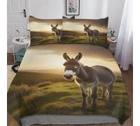 Fundas Nordica Cama 135/150 Burro Impresión 3D Funda de Edredón Atardecer Funda Nórdica Microfibra Suave 220x240 y 2 Funda Almohada 50x75 a83