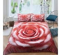 Fundas Nordica Cama 135/150 Rosa Rosa Impresión 3D Funda de Edredón Romance Funda Nórdica Microfibra Suave 220x240 cm y 2 Fundas Almohada 50x75 c4