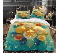 Fundas Nordica Cama 180 Conchas Estrellas Mar Impresión 3D Funda de Edredón Vida Funda Nórdica Microfibra Suave 240x260 cm y 2 Fundas Almohada 50x75 cm f-2135