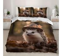 Fundas Nordica Cama 180 Erizos y Hojas Caídas Impresión 3D Funda de Edredón Pastizales Funda Nórdica Microfibra Suave 240x260 cm y 2 Fundas Almohada 50x75 cm f-2711