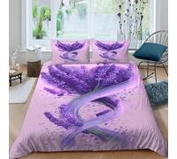 Fundas Nordica Cama 180 Ramo de Lavanda Impresión Suave 3D Funda de Edredón Arte Funda Nórdica Microfibra con Cremallera 240x260 y 2 Fundas Almohada 50x75 3276-A