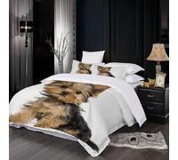 Fundas Nordica Cama 180 Yorkshire Terrier Impresión 3D Funda de Edredón Perro Mascota Funda Nórdica Microfibra Suave 240x260 y 2 Fundas Almohada 50x75 a609