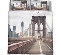 Fundas Nordica Cama 90 Puente Impresión Suave 3D Funda de Edredón Arquitectura Moderna Funda Nórdica Microfibra con Cremallera 135x200 y 2 Fundas Almohada 50x75 2132-A