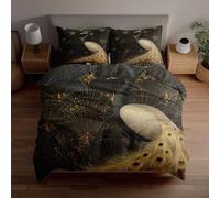 Fundas nórdicas 3D con diseño de Cola geométrica de Pavo Real Art Deco, Fabricadas en Microfibra Suave y Transpirable, Incluye 1 Funda nórdica y 2 Fundas de Almohada, Regalos para el hogar