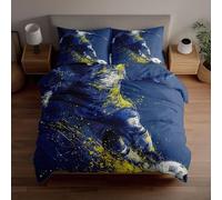 Fundas nórdicas 3D con jugador de fútbol americano lleno de acción pateando el balón, fabricadas en microfibra suave y transpirable, incluye 1 funda nórdica y 2 fundas de almohada, regalos depo