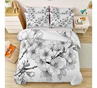 Fundas Nórdicas Cama 105 Estampada 200 x 200 cm Fundas Poliéster Nórdico - Gris Artículos Decorativos cálidos de Invierno Elegantes Exquisitas Flores De Cerezo Flores Patrón Funda Nórdica