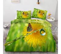 Fundas Nordicas Cama 105 Flores de Mariposa, Ropa de Cama Gotas de Agua de Microfibra Impresión 3D Funda Edredon 180x220 cm con Cremallera y 2 Fundas de Almohada B-6325