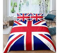 Fundas Nordicas Cama 105 Infantil UnióN BritáNica Jack, Juego de Ropa de Cama de Microfibra para NiñOs Adultos - 1 Funda de Edredón 200x200 cm y 2 Funda de Almohada 50x75 cm