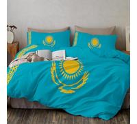 Fundas Nordicas Cama 105 Juvenil Bandera Kazajistán, Juego De Ropa De Cama Juvenil Microfibra, Funda Edredon 180 X 220 Cm con Cremallera Y 2 Funda De Almohada 50X75 Cm, Patriotas