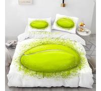 Fundas Nordicas Cama 105 Tenis, Ropa de Cama Pelota de Tenis Verde de Microfibra Impresión 3D Funda Edredon 180x220 cm con Cremallera y 2 Fundas de Almohada C-893