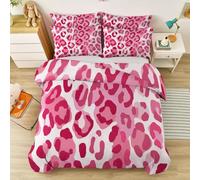 Fundas Nórdicas Cama 135/150 Estampada 230 x 220 cm Fundas Poliéster Nórdico - Rosa Artículos Decorativos cálidos de Invierno Minimalista Estampado Animal Leopardo Bloques Patrón Funda Nórdica