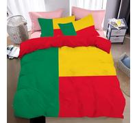 Fundas Nordicas Cama 135/150 Juvenil Bandera Benín, Juego De Ropa De Cama Juvenil Microfibra, Funda Edredon 220 X 240 Cm con Cremallera Y 2 Funda De Almohada 50X75 Cm, Patriotas