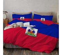 Fundas Nordicas Cama 135/150 Juvenil Bandera Haitiana, Juego De Ropa De Cama Juvenil Microfibra, Funda Edredon 220 X 240 Cm con Cremallera Y 2 Funda De Almohada 50X75 Cm, Patriotas
