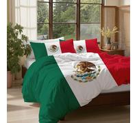 Fundas Nordicas Cama 135/150 Juvenil Bandera Mexicana, Juego De Ropa De Cama Juvenil Microfibra, Funda Edredon 220 X 240 Cm con Cremallera Y 2 Funda De Almohada 50X75 Cm, Patriotas