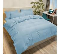 Fundas Nórdicas Cama 135-150 Microfibra Juego de Funda de Edredón 240x220 cm, 2 Fundas de Almohada 65 x 65 cm Azul Claro
