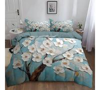 Fundas Nórdicas Cama 150/180 Estampada 220 x 240 cm Fundas Poliéster Nórdico - Azul grisáceo Artículos Decorativos cálidos de Invierno Pintura al óleo Abstracta de pétalos Blancos Funda Nórdica