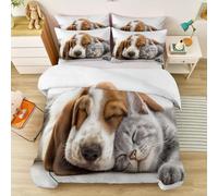 Fundas Nórdicas Cama 150/180 Estampada 260 x 220 cm Fundas Poliéster Nórdico - Animales Perros Gatos Artículos Decorativos cálidos de Invierno Mascotas Lindas Y Adorables Patrón Funda Nórdica
