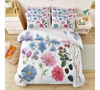 Fundas Nórdicas Cama 150/180 Estampada 260 x 220 cm Fundas Poliéster Nórdico - Vintage Campanilla Bayas Artículos Decorativos cálidos de Invierno Acuarela Plantas Flores. Patrón Funda Nórdica