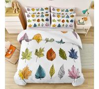 Fundas Nórdicas Cama 150/180 Estampada 260 x 220 cm Fundas Poliéster Nórdico - Vistoso Artículos Decorativos cálidos de Invierno Otoño Plantas Hojas Caídas Líneas Patrón Funda Nórdica