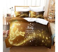 Fundas Nordicas Cama 150 Invierno Ciervo Dorado Funda Nordica 220 x 240 cm Decoraciones navideñas Juego de Ropa de Cama de 3 Piezas con Cremallera + 2 Fundas de Almohada 50cm x 75cm