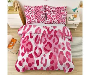 Fundas Nórdicas Cama 80/90 Estampada 135 x 200 cm Fundas Poliéster Nórdico - Rosa Artículos Decorativos cálidos de Invierno Minimalista Estampado Animal Leopardo Bloques Patrón Funda Nórdica