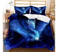 Fundas Nordicas Cama 90 Juvenil DragóN Azul, Juego de Ropa de Cama Juvenil Microfibra, Funda Edredon 150x200 cm con Cremallera y 1 Funda de Almohada 50x75 cm